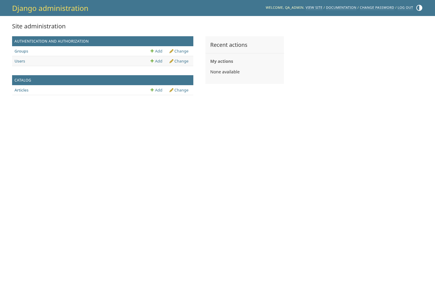 Django admin authenticated index